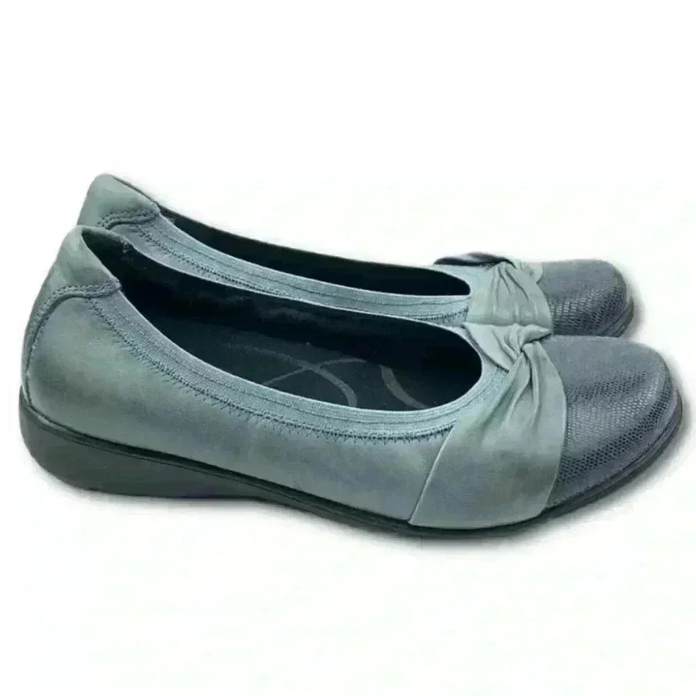 Aravon rockport flats 7 37.5 blue leather ballet